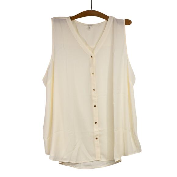 Women's Plus Size 4X MAURICES Ivory Button Up Tank Top Lightweight Dress Shirt - Picture 1 of 4